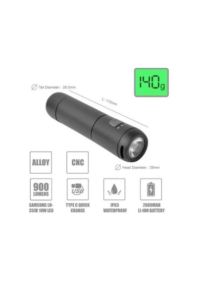 Eastpower Ön Far Lw-f800 900lm Usb Ip65 Su Geçirmez - Siyah Siyah