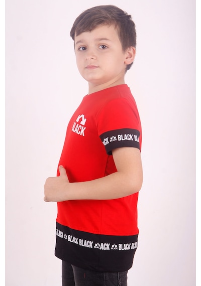 Toontoy Kids Toontoy Erkek Çocuk Black Baskılı Tişört Kırmızı