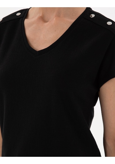 Pierre Cardin Kadın Siyah Tişört 50301452-vr046 Siyah