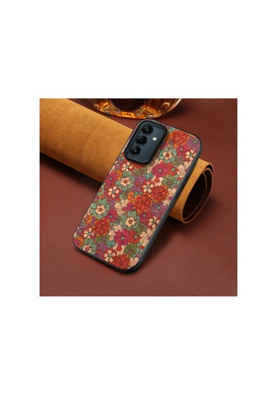 Samsung Galaxy Uyumlu A35 5g  Kılıf Zebana Vintage Kumaş Kılıf Desen 1