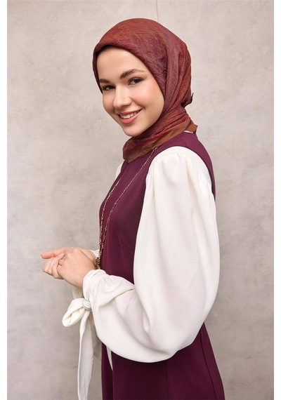 Silk Home Viskon Velora Eşarp Dört Mevsim Labirent Desen Tarçın 90x90 Çok Renkli