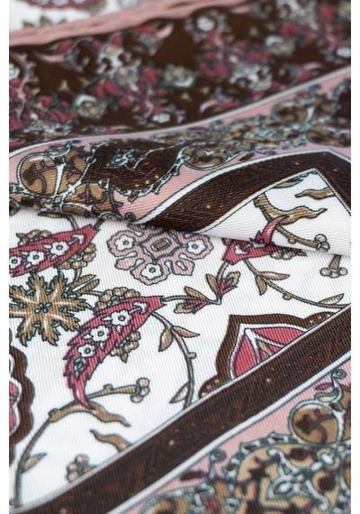İpekçe Eşarp İp Rayon 100 100 Desenli - Pembe Pembe - Çok Renkli