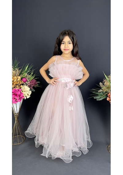 Mnk Baby & Kids Kız Çocuk Robası Katlı Özel Gün Abiye Elbise Mnk0475 001