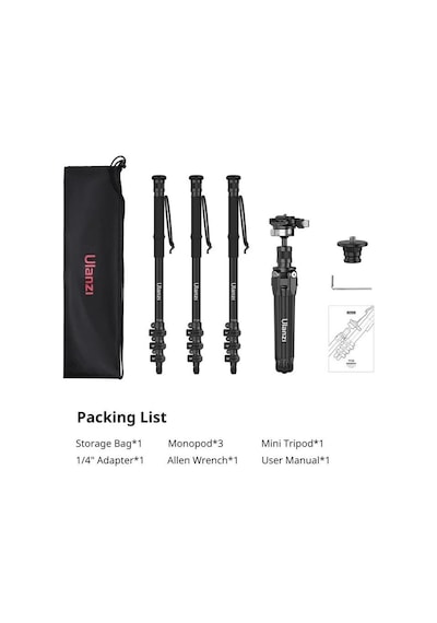 Ulanzi Tt35 Carbon Fiber Yürüyüş Çubuğu Tripod Seti