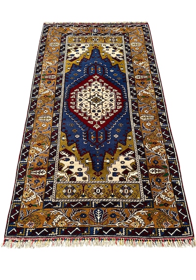 El Dokuma Sıfır Büyük Yahyalı Halısı 130x240 Lacivert Krem Halı Lacivert