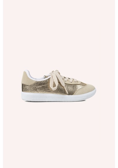 Panço Kız Çocuk Bağcıklı Parlak Gold Sneaker 2422gk10012 Sarı