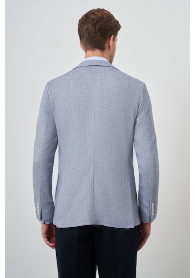 Morven Erkek İndigo Örme Slim Fit Mono Yaka Ceket 25ms002020308 İndigo