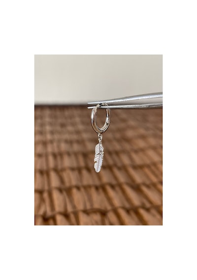 925 Ayar Gümüş Tüy Modeli Sallantılı Gümüş Halka Piercing 8 Mm Gümüş Küpe