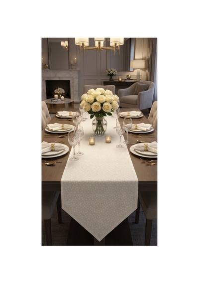 %100 Pamuk Özel Desenli Üçgen Runner 40x110 Beyaz - 900631620 Beyaz