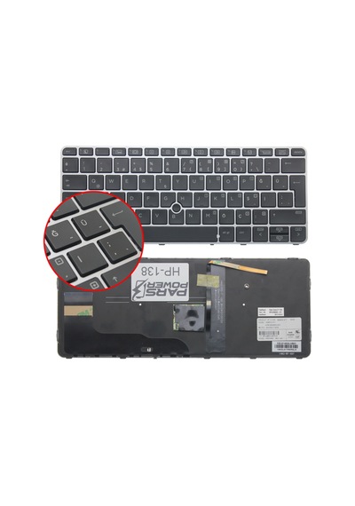 HP Uyumlu EliteBook 820 G3 (T9X49EA) Klavye Işıklı (Siyah TR) (Pars Power) Siyah - Işıklı 103462