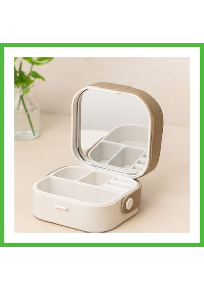 Vaveni Aynalı Makyaj Ve Takı Organizer Çanta 9x9x3.7 Cm - 4 Bölmeli Arz Çok Renkli