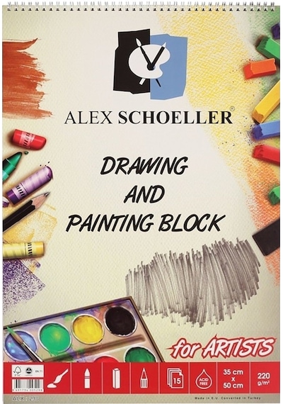 Alex Schoeller Çizim ve Resim Bloğu Spiralli 35 x 50 220 G