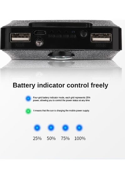 20.000 mAh Solar Güneş Enerjili Powerbank Led Lamba Özellikli