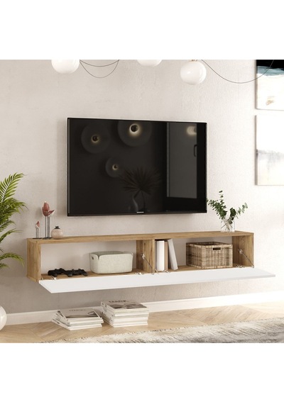 Aven Tv Ünitesi Tv Sehpası Kapaklı 180cm Çam-beyaz Ave8-aw Beyaz