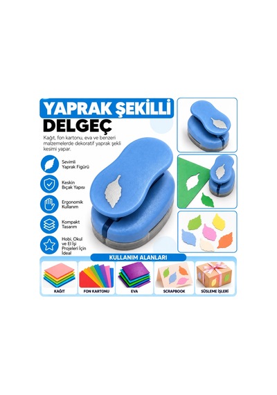Yaprak Şekilli Orta Boy Şekilli Delgeç Kağıt Fon Kartonu Eva Delgeç Scrapbook Hobi Delgeci Çok Renkli