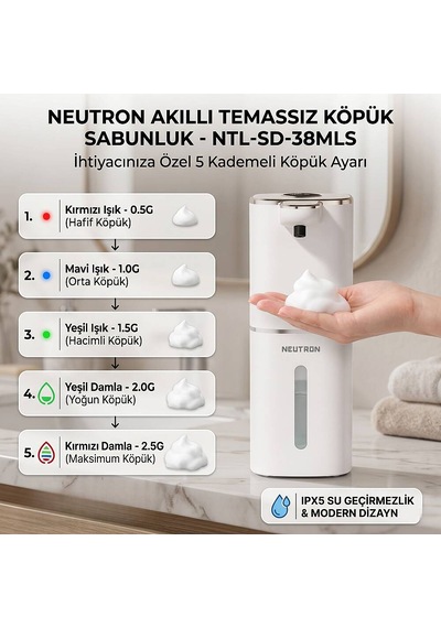 Neutron Ntl-sd-38mls Akıllı Temazsız Köpük Sabunluk Beyaz