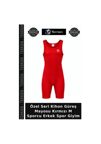 Özel Seri Kihon Güreş Mayosu Kırmızı M Sporcu Erkek Spor Giyim