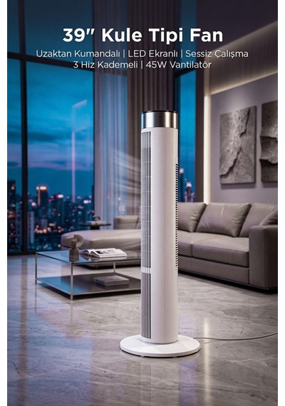 Kule Tipi Fan Uzaktan Kumandalı Led Dokunmatik Sessiz Çalışma 39 İnç Güçlü Soğutma Tower Fan Kule Tipi Fan Uzaktan Kumandalı Led Dokunmatik Sessiz Çalışma 39 İnç Güçlü Soğutma Tower Fan