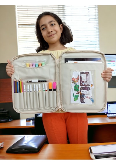 Next Craft Evrak Kalemlik Çantası Çocuklar İçin Aktivite Etkinlik Çantası Boyama Ve Defter Çantası Bej