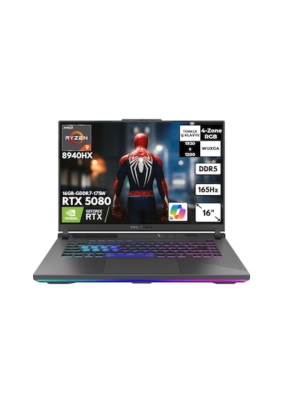 Asus Rog Strix G16 G614PW-RV036QB24 R9-8940HX 40 GB 4 TB SSD 16 GB Rtx508016" Wuxga W11P Dizüstü Bilgisayar