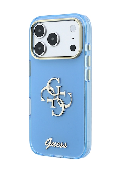 Apple iPhone Uyumlu 18 Pro  Kılıf Guess  Lisanslı Yazı Ve 4g Büyük Metal Logolu Silikon Kapak Mavi