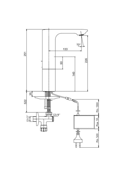 Eca 108108046 Compact Elektrikli Çift Su Girişli Orta Boy Fotoselli Lavabo Bataryası