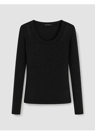 Lcw Everyday Siyah U Yaka Taşlı Kadın Body