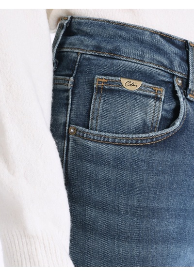 Colins 896 Maria Mom Fit Yüksek Bel Daralan Paça Mavi Kadın Pantolon Cl1066401 Mavi