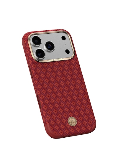 İphone 17 Pro Uyumlu Kılıf M-safe Özellikli Benks Armorpro Armoredge X9 Serisi Kevlar Kapak Kırmızı
