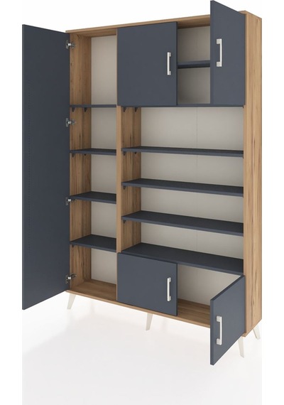 Arges Dolap 10 Raflı 5 Kapaklı 132x30x195 Çam-antrasit/antrasit Çam Arges Dolap 10 Raflı 5 Kapaklı 132x30x195 Çam-antrasit/antrasit Çam