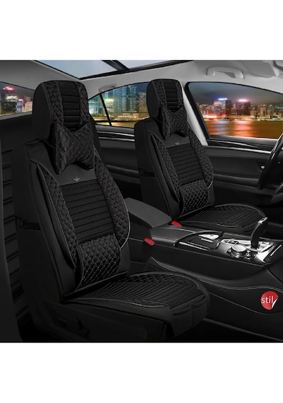 Fiat Egea Stw Uyumlu Lüks Deri Oto Koltuk Kılıfı Ön Arka Takım Elit Model Siyah Fs