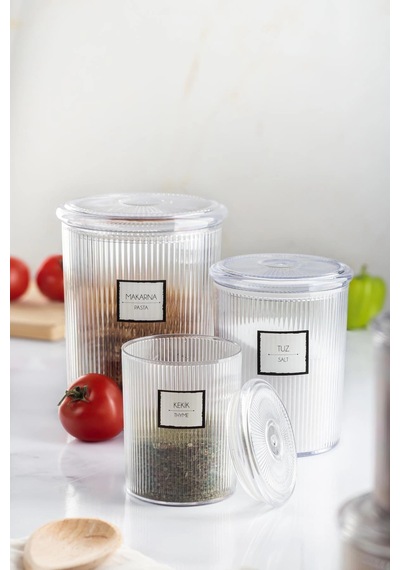 12'li Barok Yuvarlak 3 Boy Kavanoz Seti & Saklama Kabı & Erzak Kabı 4 2000 Ml, 4 1000 Ml, 4 500 Ml Çok Renkli