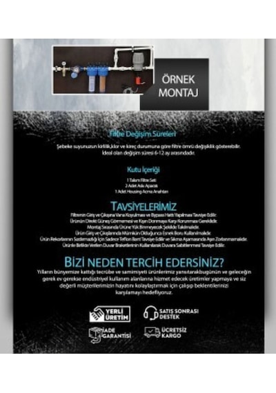 Watermelon Daire Bina Sayaç Girişi 2 Aşama Su Arıtma Sistemi  Toz Tortu Çamur Önleyici 1 Mikron - 5 Mikron Filtre