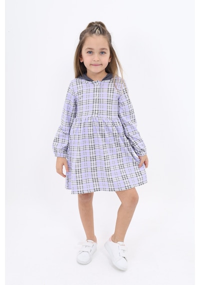 Toontoy Kız Çocuk Komple Desenli Elbise Lila