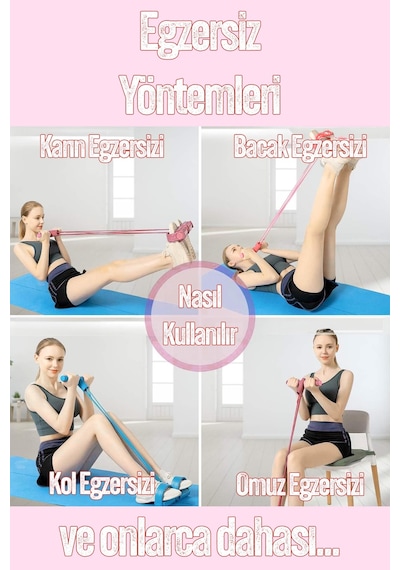 Body Trimmer Mekik Kürek Çekme Bel İnceltme Aleti Evde Spor Lastikli Egzersiz Lastiği Pembe