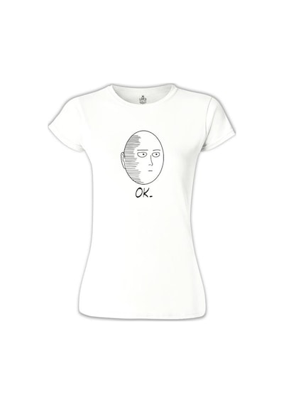 One Punch Man - Ok. Beyaz Kadın Tshirt 001
