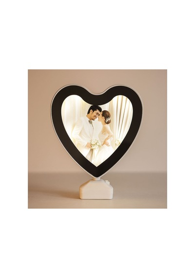 Led Işıklı Kalpli Sihirli Ayna 23x18,5cm Beyaz Fotoğraflı Kişiselleştirebilir Ürün Kırmızı