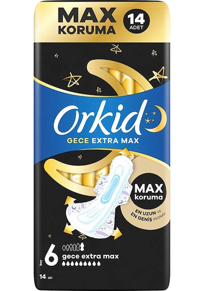 Orkid Ultra Gece Ekstra Max Hijyenik Ped 14 Adet
