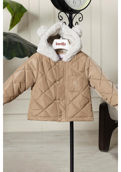 Benittokids Erkek Bebek Çocuk Kulaklı Kapüşonlu Mont 51323 Bej