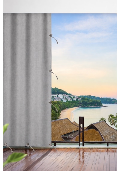 Su Geçirmez Balkon Perdesi Lüks Kornisli Bağcıklı Branda Balkon Brandası Gri