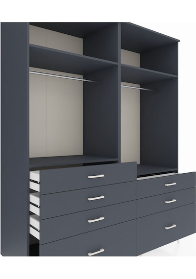 Kronos Gardrop 4 Raflı 7 Çekmeceli 2 Askılı 176x59x221 Antrasit-antrasit Antrasit Kronos Gardrop 4 Raflı 7 Çekmeceli 2 Askılı 176x59x221 Antrasit-antrasit Antrasit
