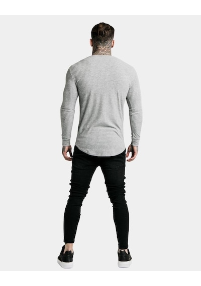 Bpm Siksilk Fırçalı Örgü Erkek Jumper Gri