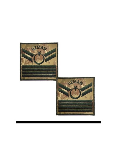 Uzman Çavuş 4 Kademe Kamuflaj Rütbe 9cmx9cm Kara Kuvvetleri Çok Renkli