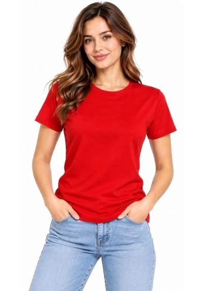 Butik İstanbul Basic Tişört Bisiklet Yaka Kısa Kol Günlük Yazlık Slim Fit T-shirt Kırmızı