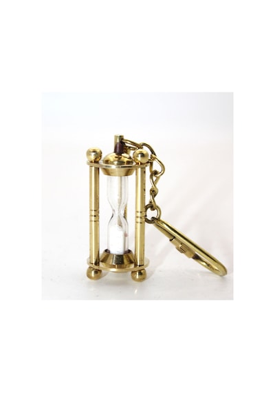 4 Adet Pirinç Kumsaati Anahtarlık 12 Cm Metal Tasarım, Dekoratif Çanta Aksesuarı, Keychain, Brass Hourglass