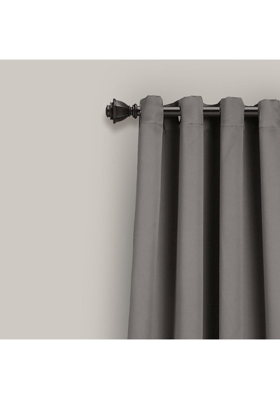 Lush Decor Lüks Karartmalı Fon Perde Metal Halkalı, Isı Izolasyonlu, Koyu Gri, 132 Cm X 213 Tek Parça