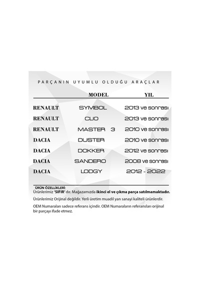 Renault Symbol,clio,dacia Duster,sandero İçin Kalorifer Difüzörü