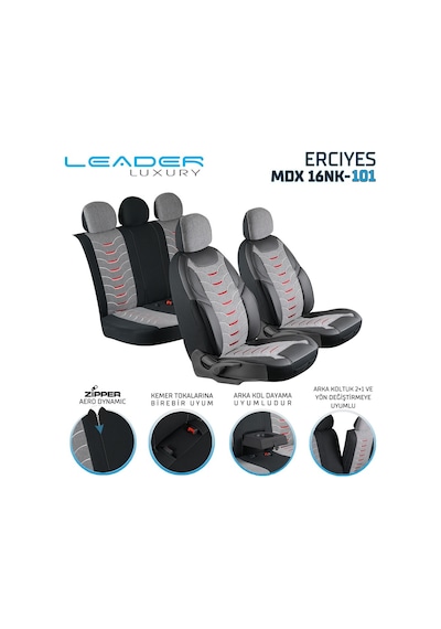 Volvo S60 2000-2004 Uyumlu Lüx Deri Detaylı Keten Oto Koltuk Kılıfı Ön Arka Takım Erciyes Füme