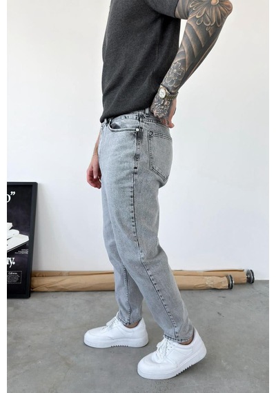 Açık Gri Basic Boyfriend Pantolon Açık Gri