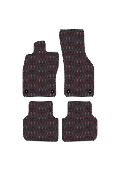 Porsche Boxster 987 2005-2012 No Bose Uyumlu Kırmızı Dikişli Siyah Deri Paspas